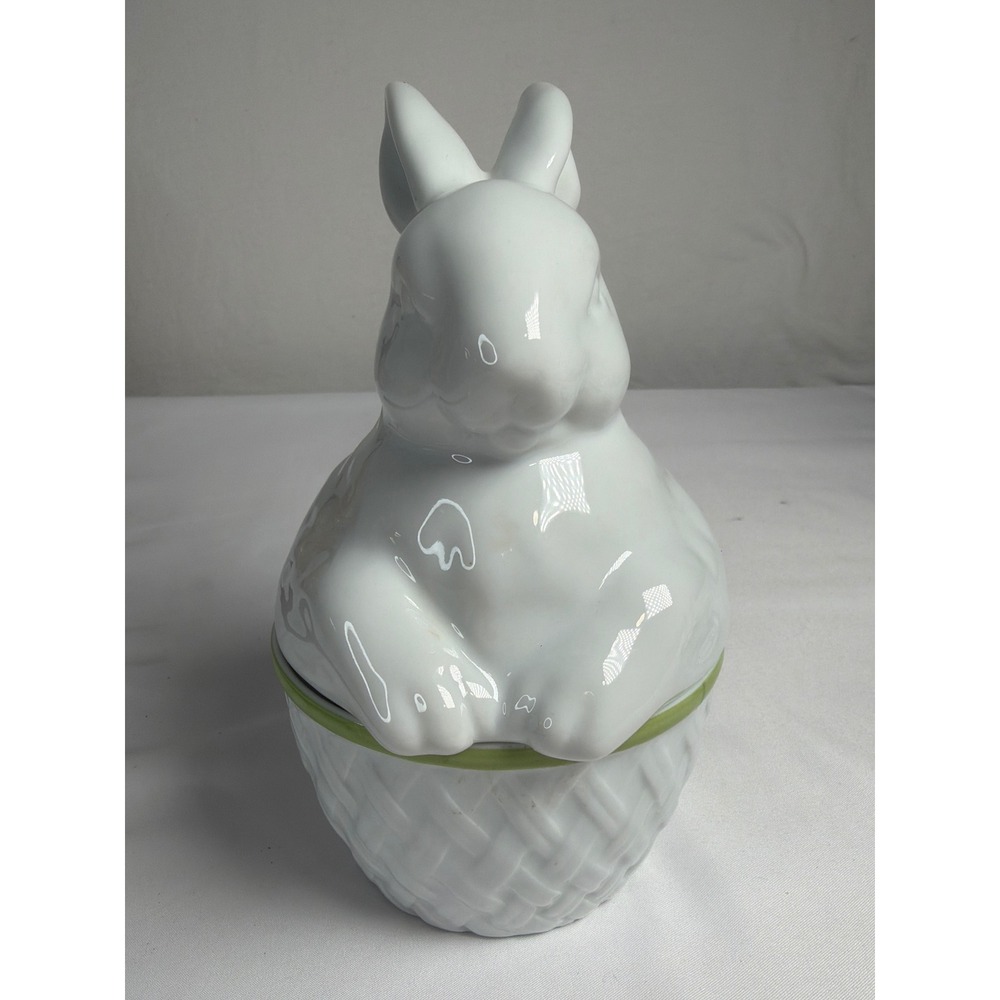 Vintage 2011 Williams-Sonoma Bunny Lidded Candy Dish OS White Excellent